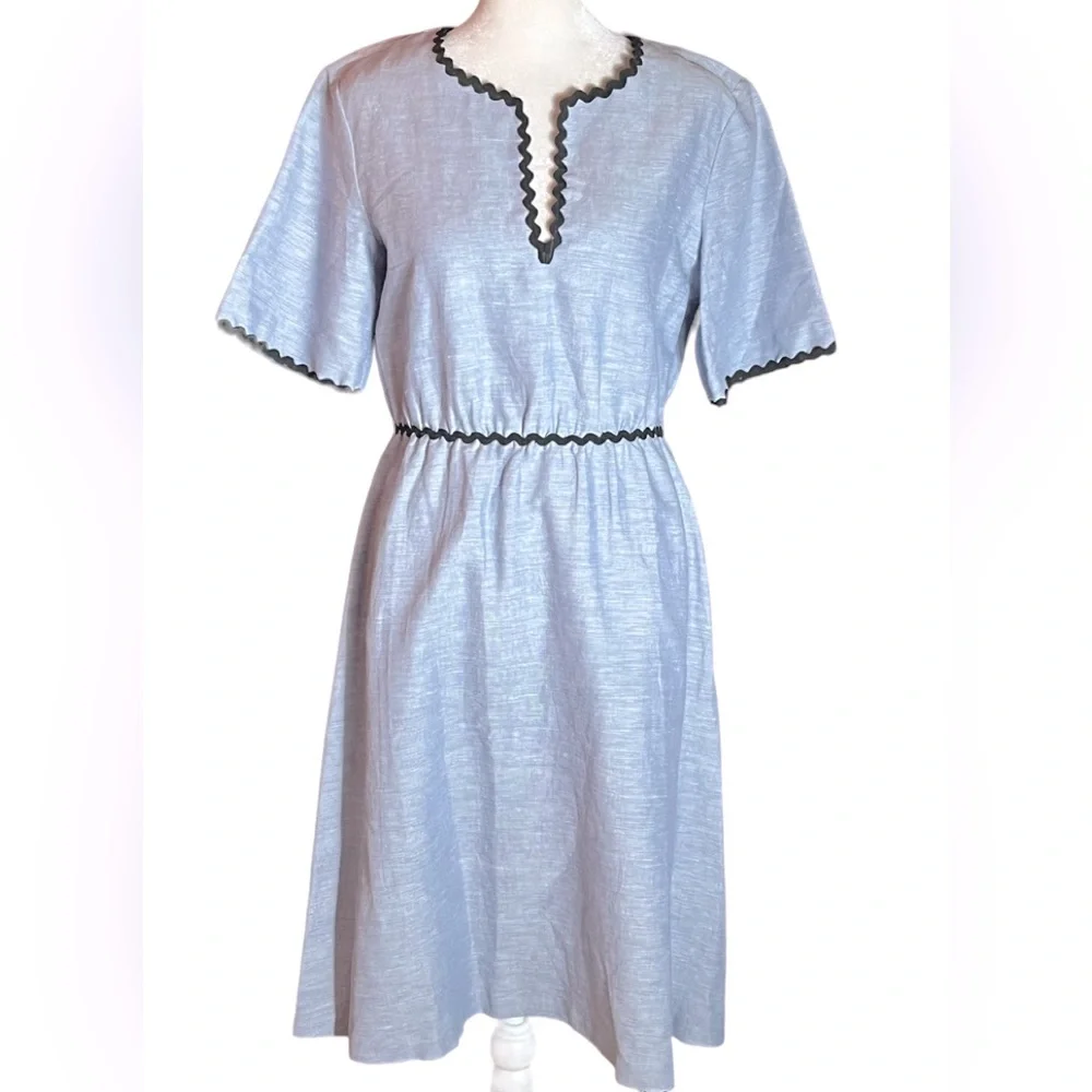 ANTHROPOLOGIE & OTHER STORIES BLUE LINEN BLEND DRESS VERY GOOD CONDITION…